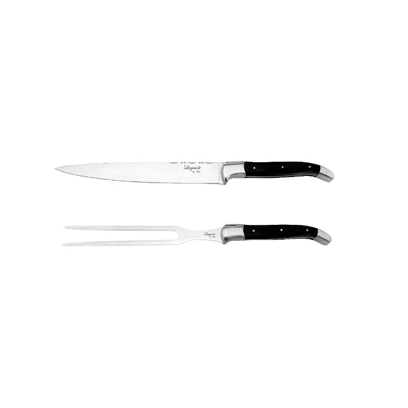 Laguiole by Hâws Tranchierset Tranchiermesser und Gabel 2-teilig 30-LG0013Black  color Svart