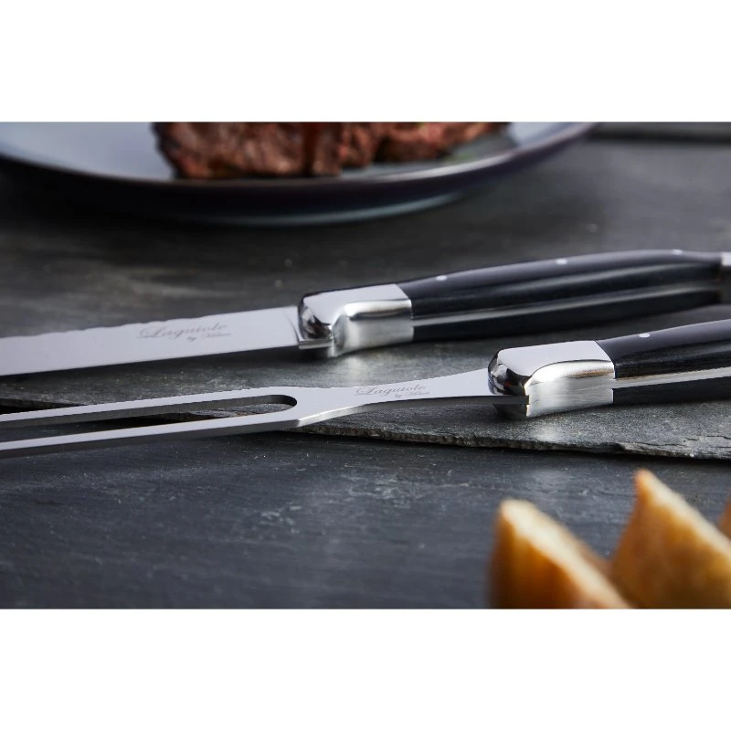 Laguiole by Hâws Tranchierset Tranchiermesser und Gabel 2-teilig 30-LG0013Black  color Svart