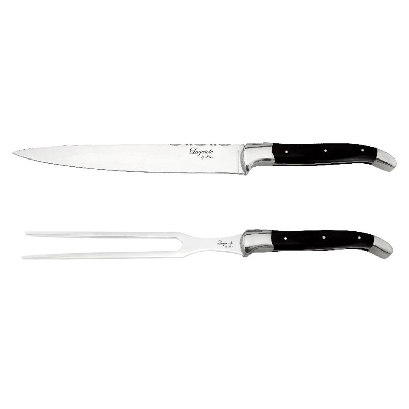 Laguiole by Hâws Tranchierset Tranchiermesser und Gabel 2-teilig 30-LG0013Black  color Svart
