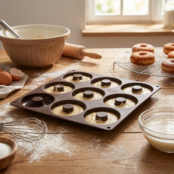 Lurch FlexiForm Donut-Backform Silikon 9 Mulden Braun 26x26 cm LU85094 by LURch color Svart