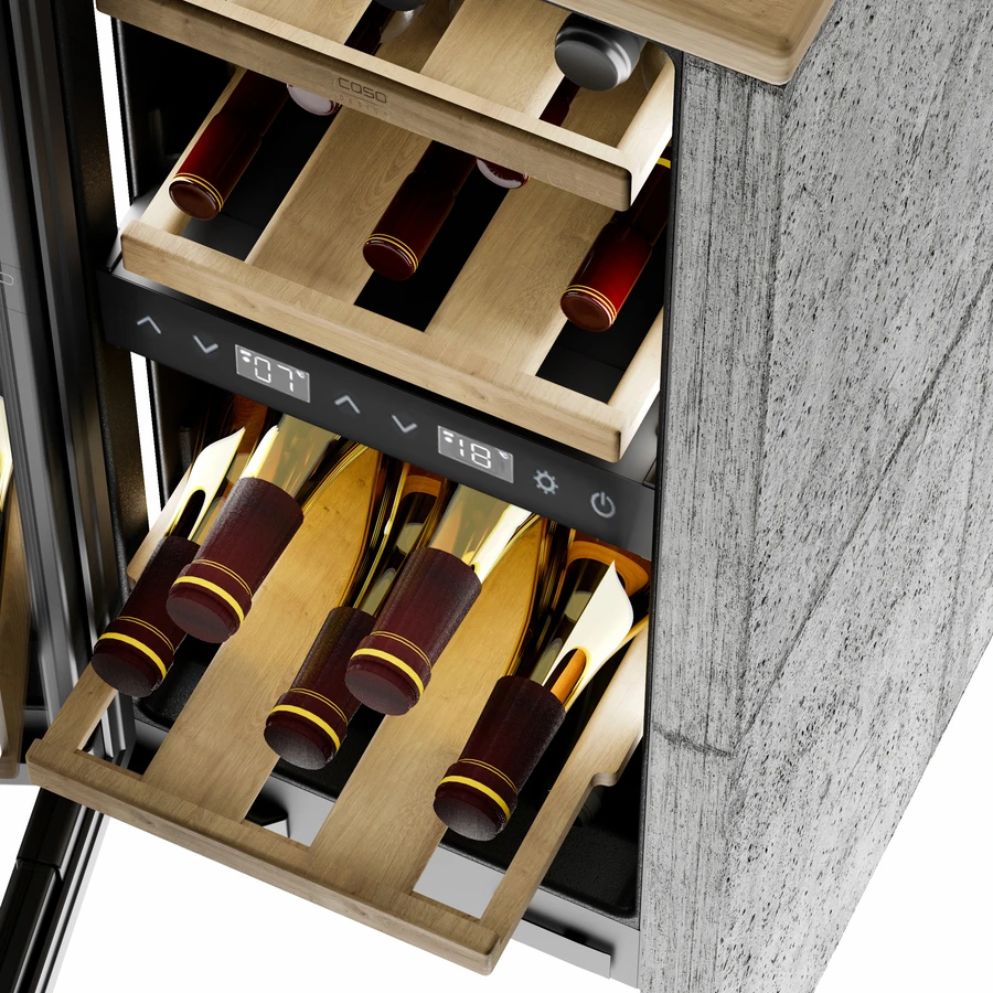 Caso WineDeluxe WDU 18 Unterbau-Weinkühlschrank Schwarz CS7719 by CASO color Svart