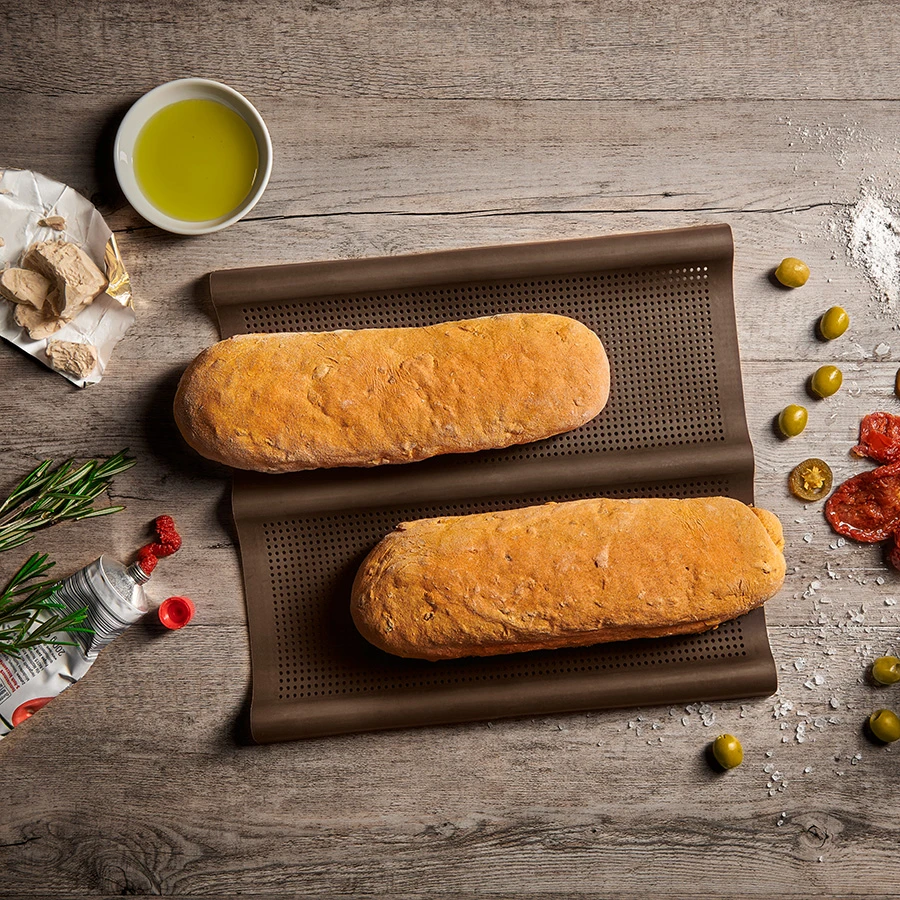 Lurch FlexiForm Ciabatta-Backform aus Silikon 26x30 cm 2er-Set LU85080 by LURch color Svart