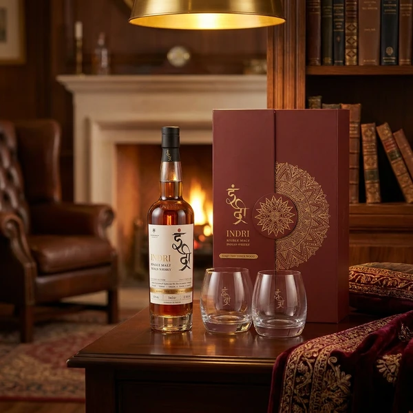 Indri Trini Single Malt Whisky Geschenkset mit 2 Gläsern 70cl L-67-537-00  color Svart
