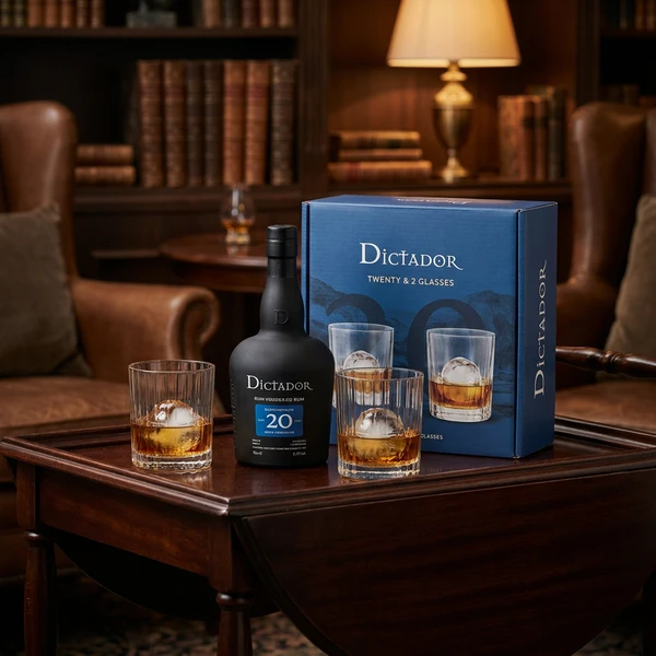 Dictador 20 Jahre Rum Geschenkset mit 2 Gläsern 70cl L-53-720-00  color Svart