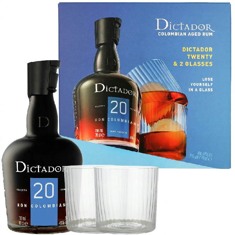 Dictador 20 Jahre Rum Geschenkset mit 2 Gläsern 70cl L-53-720-00  color Svart