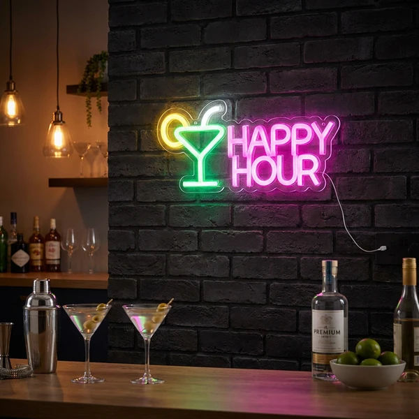 Neonschild „Happy Hour“ NE1200040  color Svart