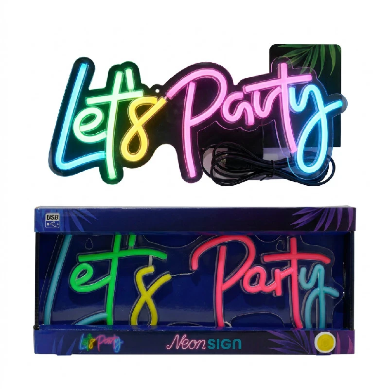 LED-Neonschild „Let’s Party“ NE1200030  color Svart
