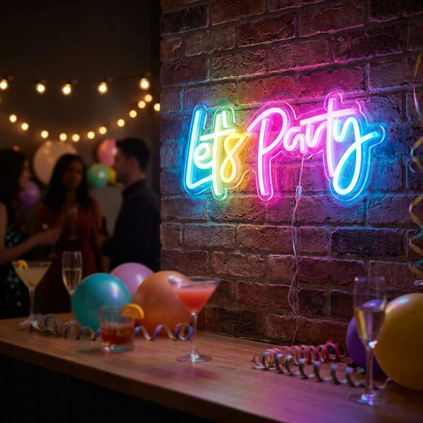 LED-Neonschild „Let’s Party“ NE1200030  color Svart