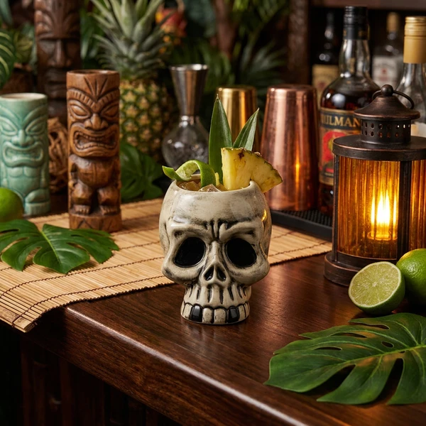 Tiki-Becher Totenkopf Großer Kiefer Keramik 70cl TK10041  color Svart