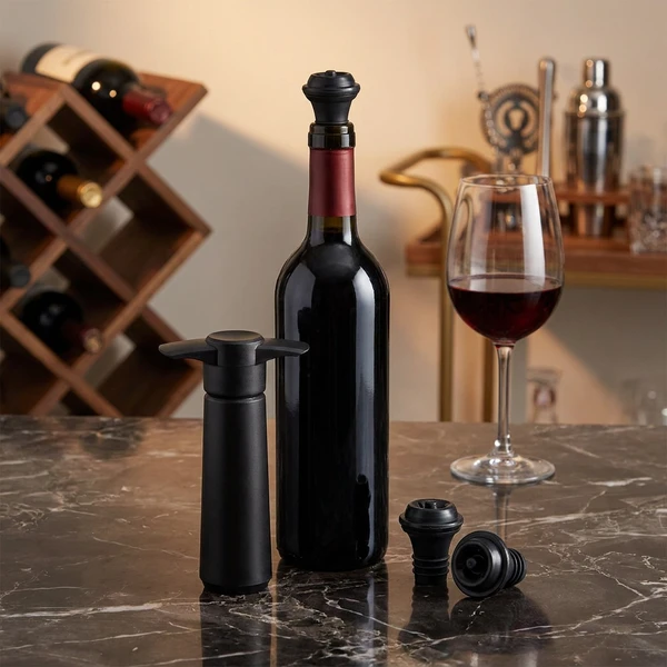 Wein-Vakuumpumpe Silber Kunststoff WVP0005  color Svart