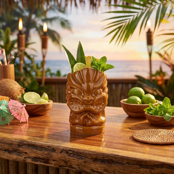 Tiki Becher Shaka Keramik Natur 660ml TK10013  color Svart