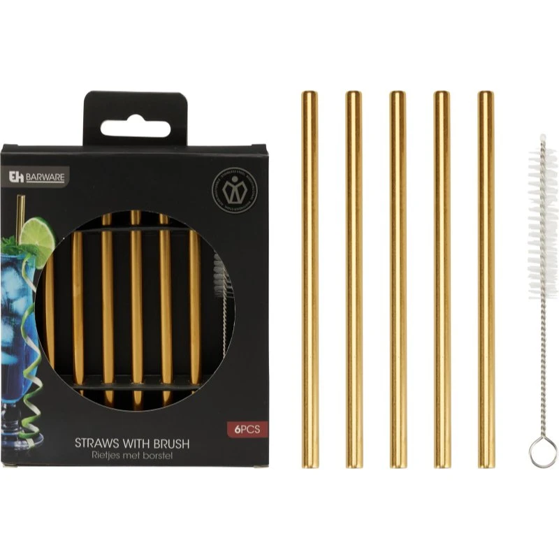 Edelstahl-Trinkhalme 6er-Set Gold CY5657570  color Svart