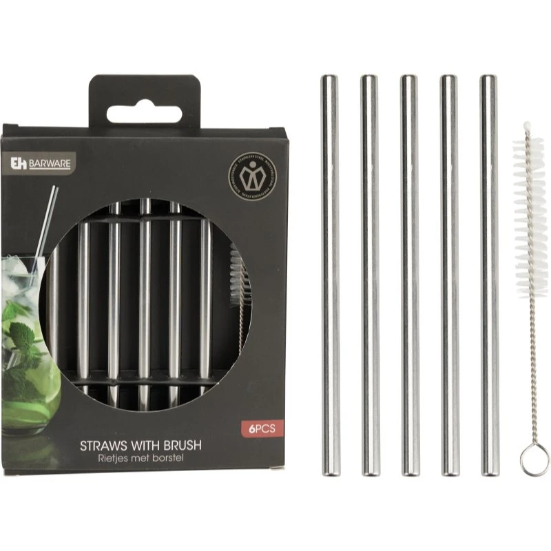 Edelstahl-Trinkhalme 6er-Set Silber CY5657560  color Svart