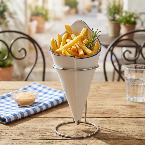 Pommes-Frites-Becher mit Halter Steingut 9,5 cm 4672022 by COSY & TRENDY color Svart
