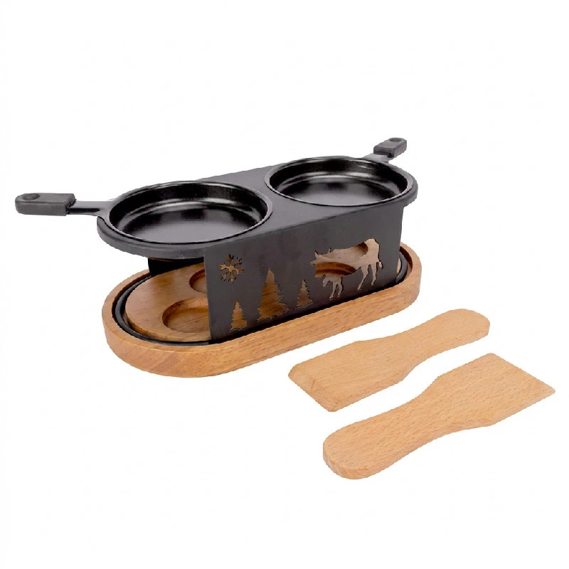 Ovales Raclette für 2 Personen inkl. Spateln 22,5 cm 5659002 by COSY & TRENDY color Svart