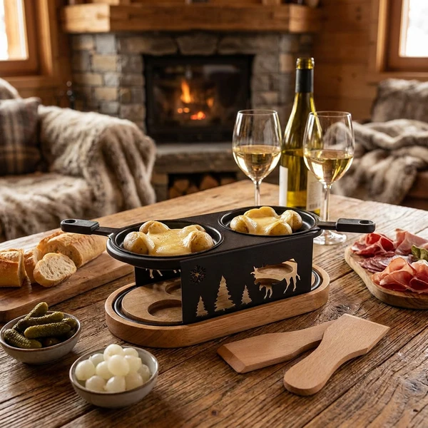 Ovales Raclette für 2 Personen inkl. Spateln 22,5 cm 5659002 by COSY & TRENDY color Svart