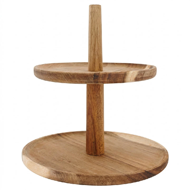 Etagere Rund Akazienholz 2 Etagen Ø23,5cm 6186449 by COSY & TRENDY color Svart