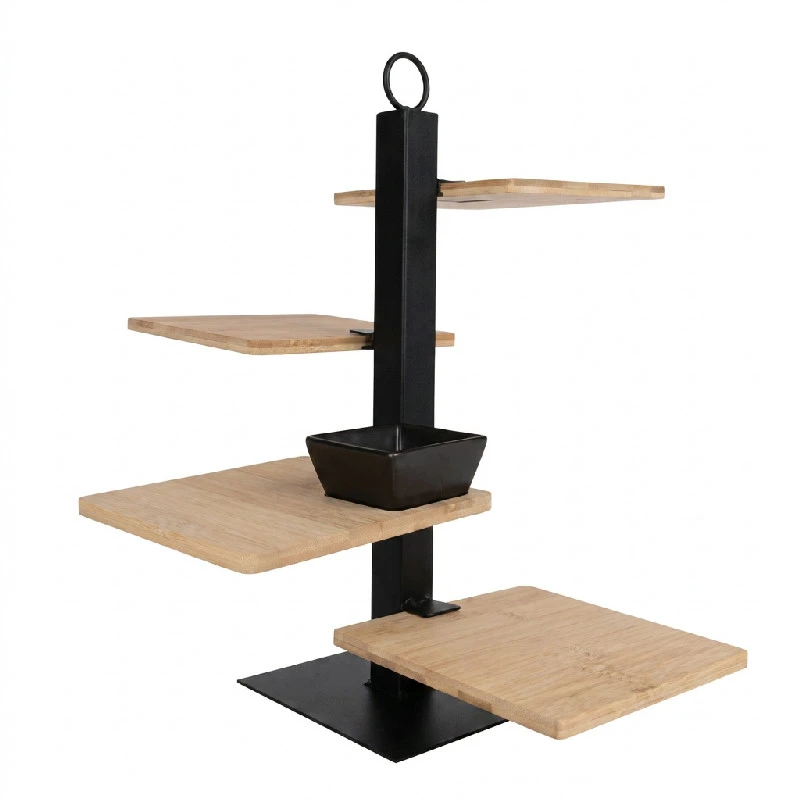Tapas-Turm mit 4 Bambusbrettern Metallgestell 16cm 3183775 by COSY & TRENDY color Svart