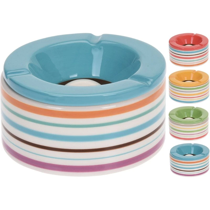 Gestreifter Aschenbecher 12x6 cm 5014227  color Svart