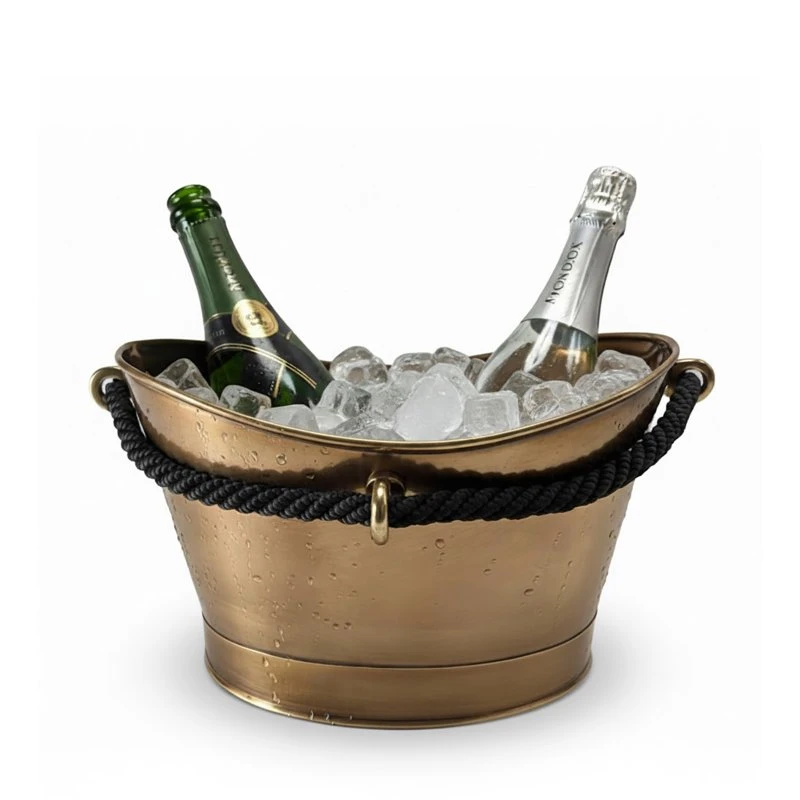 Rivage Premium Antik Champagnerschale / Flaschenkühler mit Seil OVL-6118-RP  color Svart