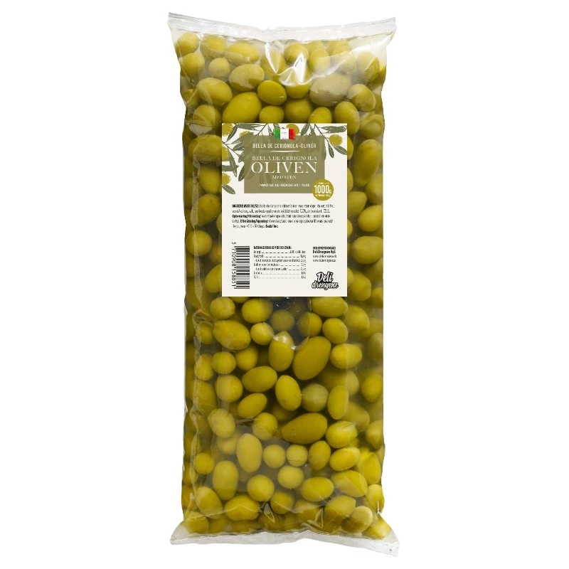 Oliven Bella de Cerignola 1700g Abtropfgewicht 1000g 2121 by Deli Drengene color Svart