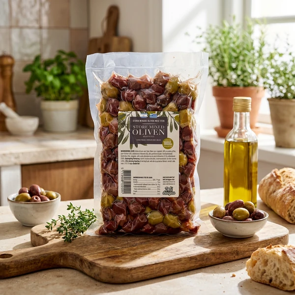 Große gemischte Oliven mit Gewürzen 1000g 2126 by Deli Drengene color Svart