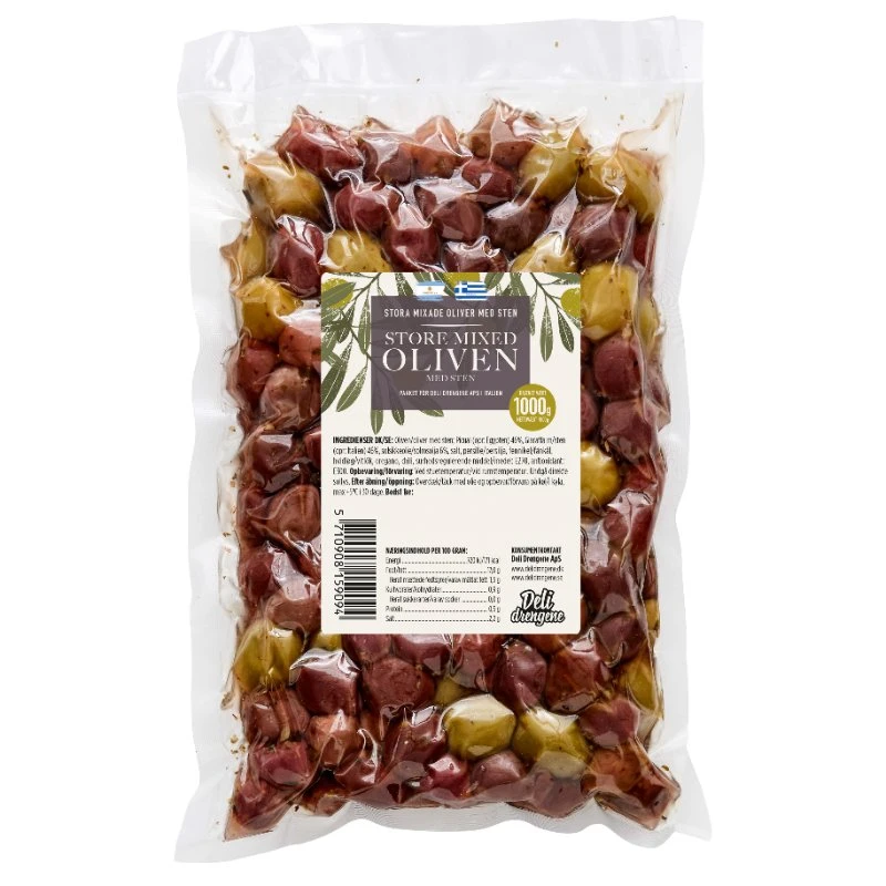Große gemischte Oliven mit Gewürzen 1000g 2126 by Deli Drengene color Svart