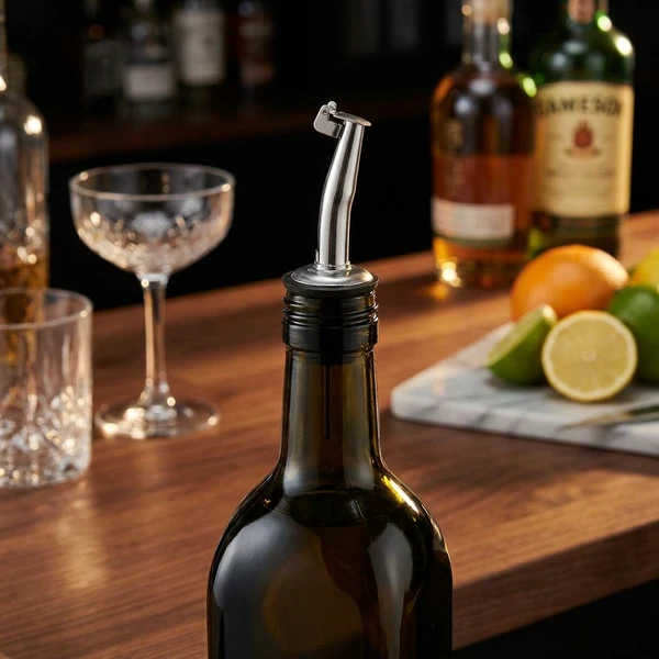 Flaschenausgießer mit Klappdeckel – Edelstahl 5315 by Drink color Silver