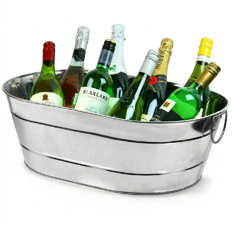 Ovale Partywanne aus galvanisiertem Stahl 14666 by Drink color Silver