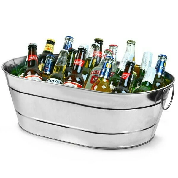 Ovale Partywanne aus galvanisiertem Stahl 14666 by Drink color Silver