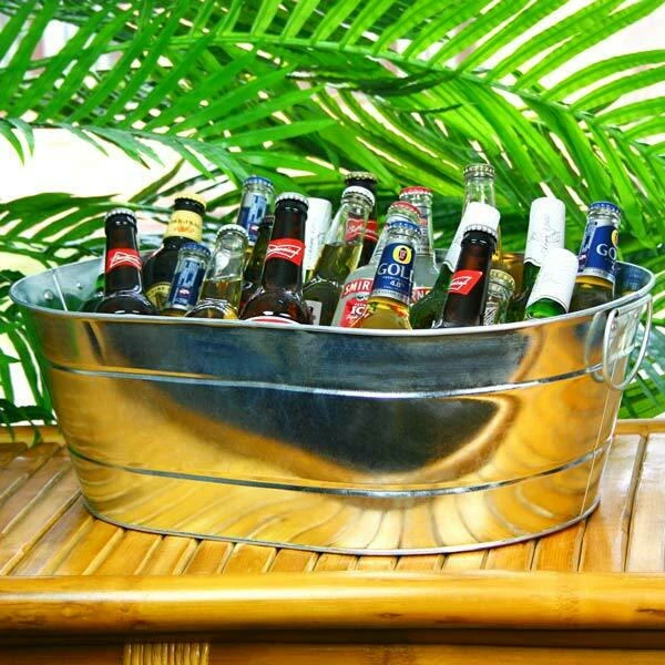 Ovale Partywanne aus galvanisiertem Stahl 14666 by Drink color Silver