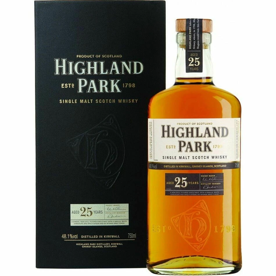 Highland Park 25 YO Single Malt Scotch FL 70 55010 by HIGHLANDPA color Svart