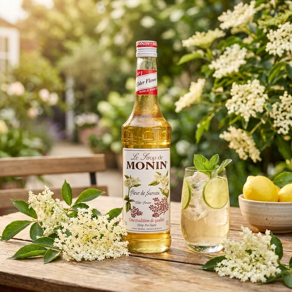 Monin Sirup Holunderblüte / Hyldeblomst FL 70 61031 by MONIN color Svart