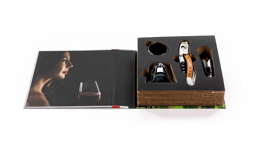MEMORABILE Weinset 4-teilig in Holzbox LEGS3 by Legnoart color Svart