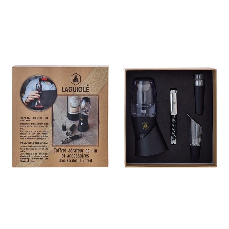 Laguiole VINE AERATOR Geschenkset 4 40268450 by Laguiole color Svart