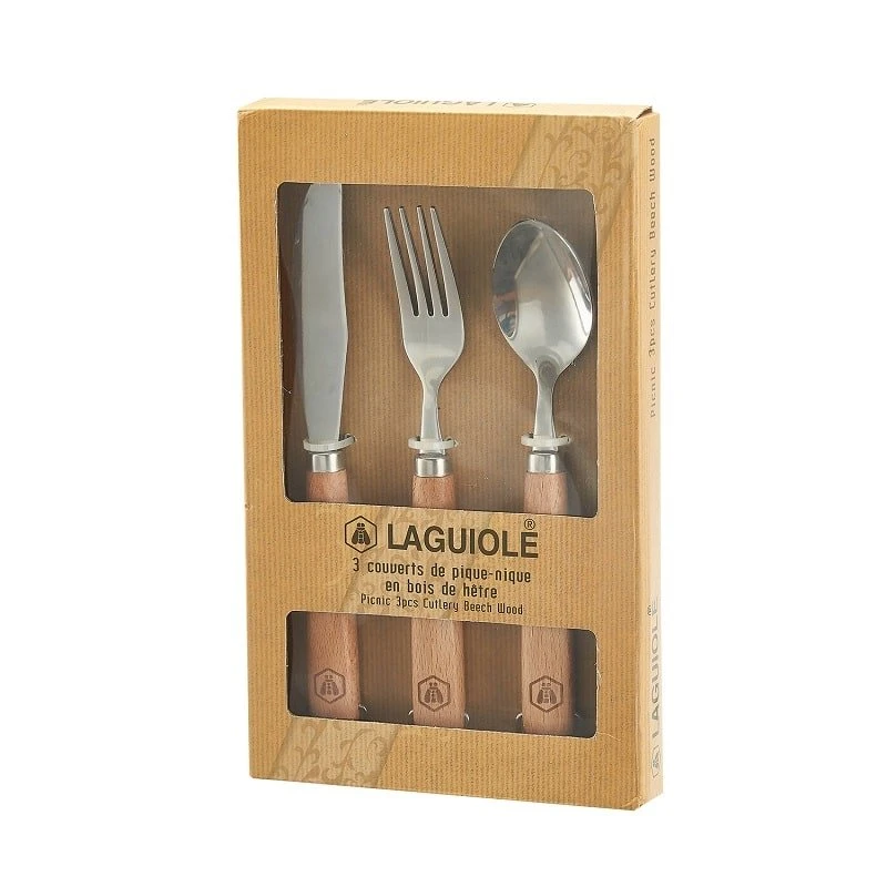 Laguiole Picknick-Besteckset 3-teilig 40268476 by Laguiole color Svart