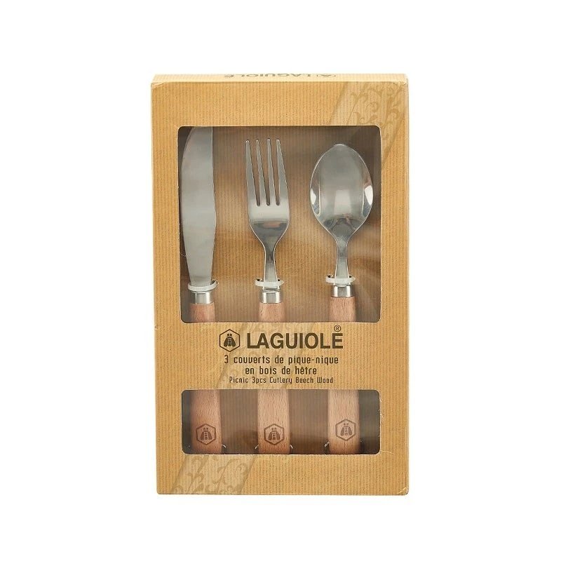 Laguiole Picknick-Besteckset 3-teilig 40268476 by Laguiole color Svart
