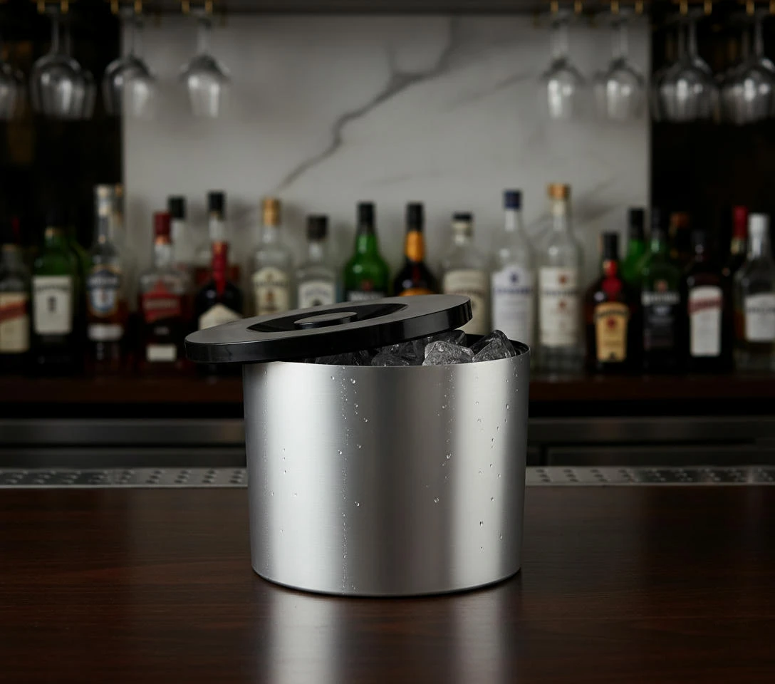 Kleiner Eiseimer mit gebürstetem Aluminium-Effekt 6L 3497 by Beaumont color Silver/svart
