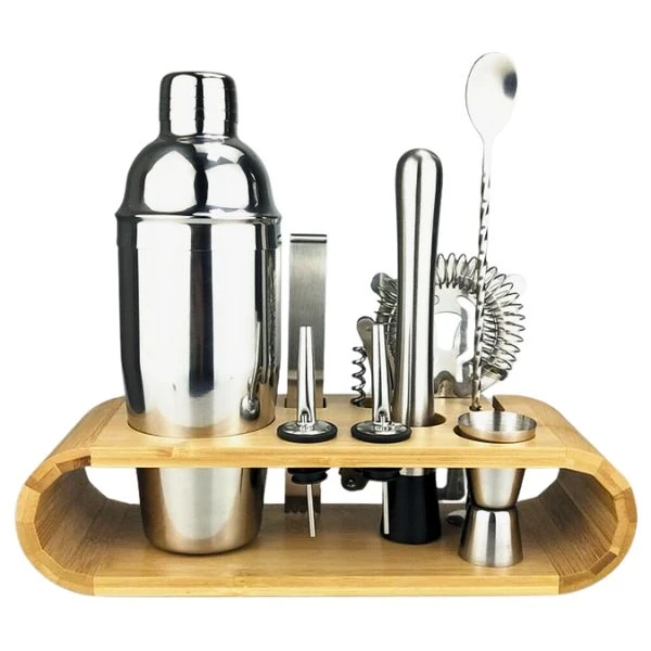 Deluxe Bar-Set mit Bambusständer CG-TJ8 by Barlife color Svart
