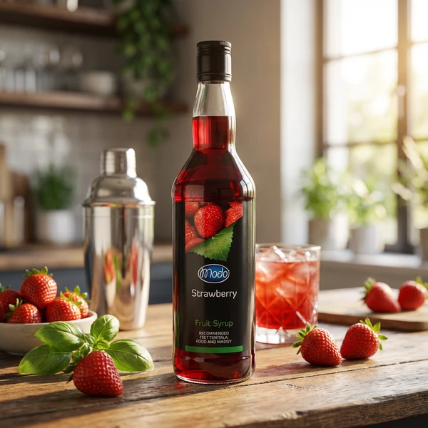 Modo Erdbeersirup, PET FL 75 M9 by MODO color Svart