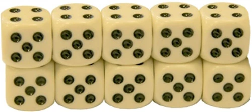 Spielwürfel 10er-Set - Weißer Kunststoff 4080164  color Svart