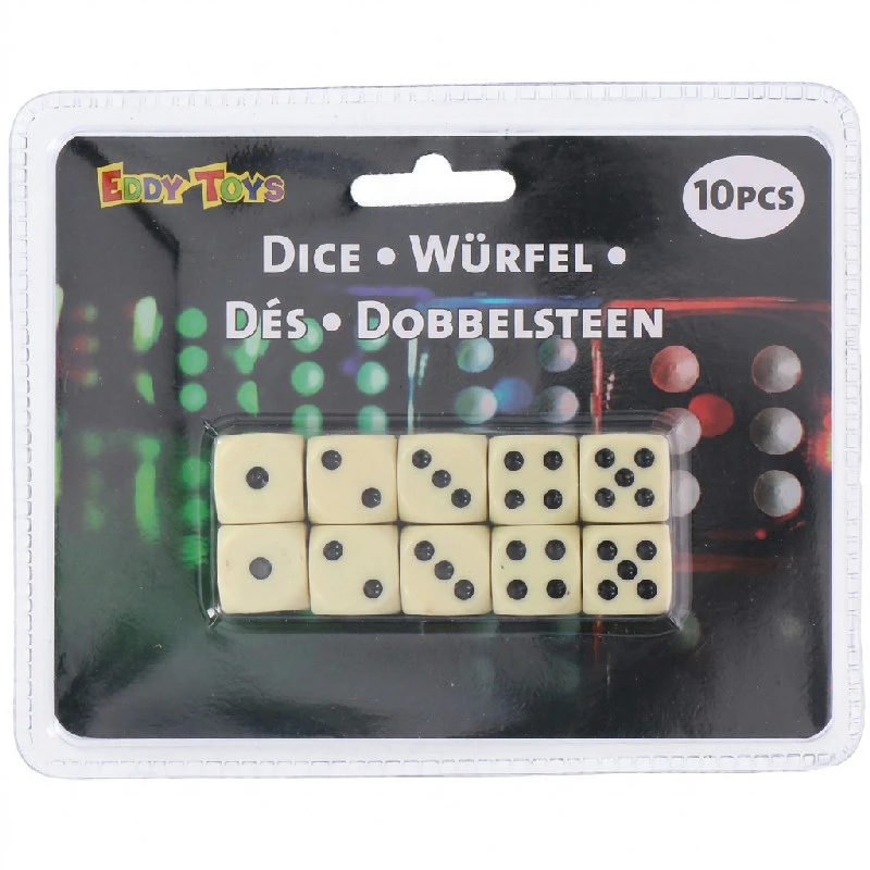 Spielwürfel 10er-Set - Weißer Kunststoff 4080164  color Svart