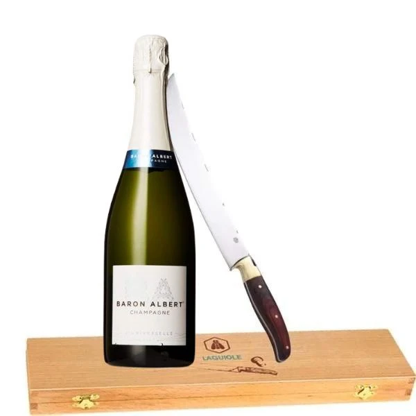 Champagner und Champagnersäbel Geschenkset mit Baron Albert 70 cl Doussotsabel by Laguiole color Svart