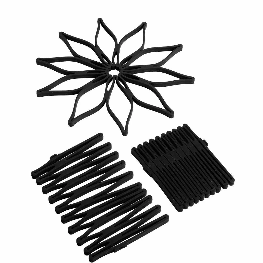 MAGIC TRIVET Silikon-Topfuntersetzer Schwarz – 3er-Set ST61126 by Steel-Function color Svart