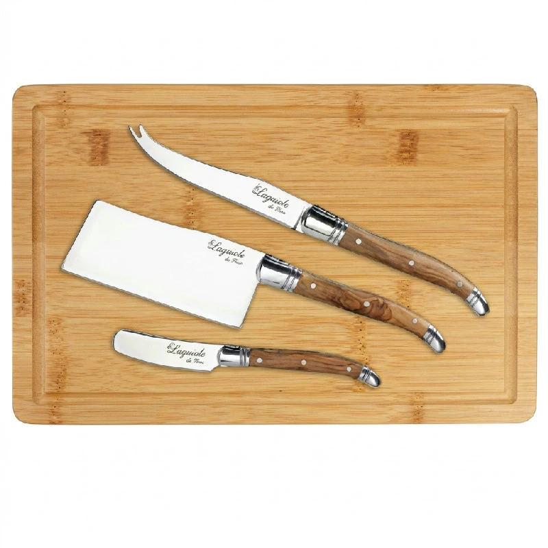 Laguiole Käseset mit 3 Messern und Käsebrett 30-LG0066OS by Laguiole By Hâws color Brun/Silver