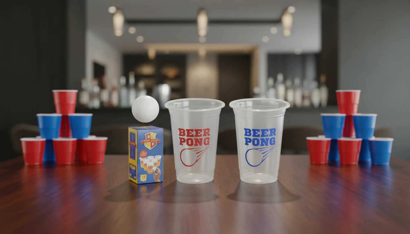Koop Beer Pong Set – 2 Bälle, 12 Becher in Rot/Blau 4080177 by Koop color Svart