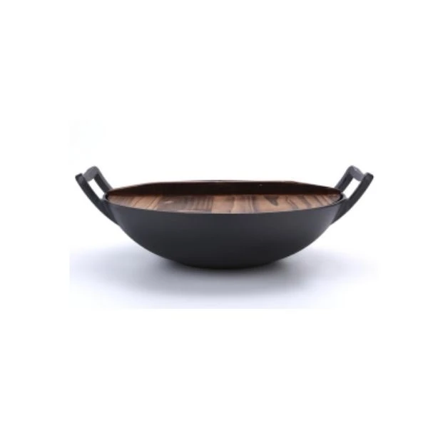 Gusseisen-Wok mit Holzdeckel Ø36 cm 30-WOK1014-3 by Hâws color Svart