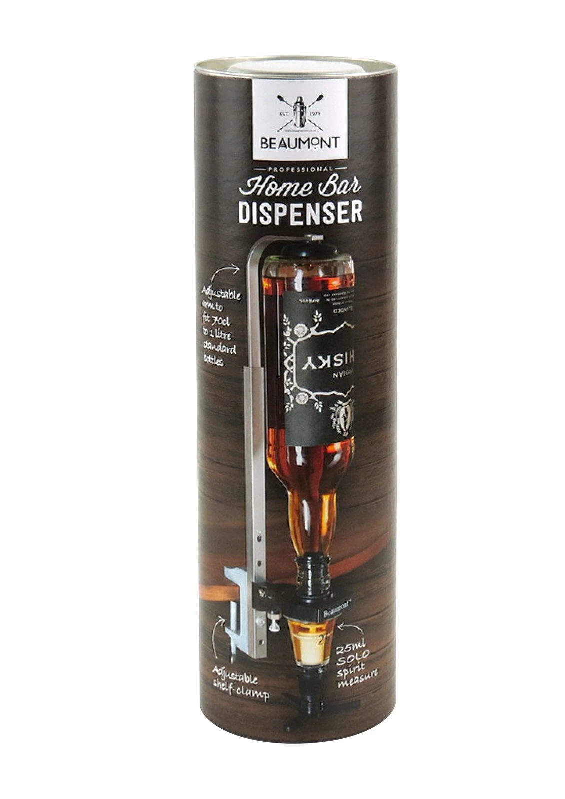 Wand-Flaschenhalter mit Dosierer in Geschenkbox BTBL3580 by Beaumont color Svart