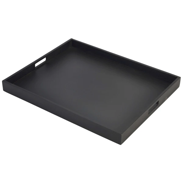 Solid Black Butlers Tray 53.5 x 42.5 x 4.5cm BT5342BK by Genware color Svart