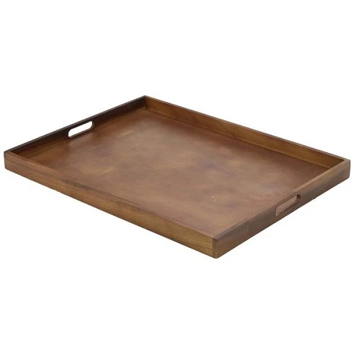 Kellnertablett aus Akazienholz 64 x 48 x 4,5 cm BT6448 by Genware color Svart